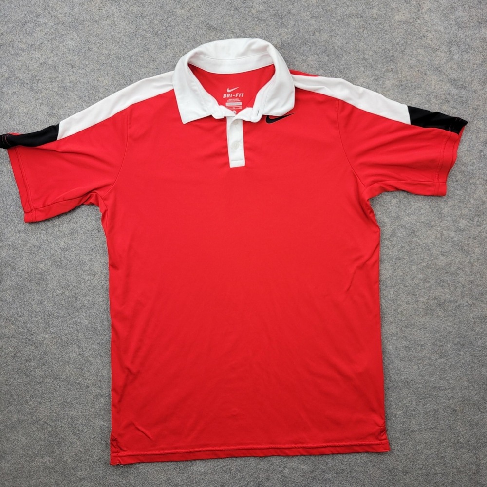 Nike Polo‎ Shirt Boys XL Red Colorblock Dri-FIT Golf Performance Top 642017-657